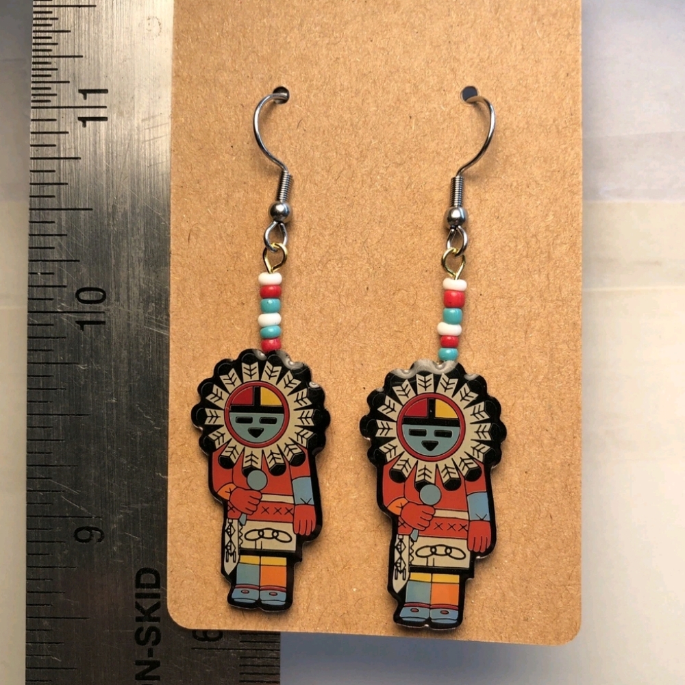 New Sundance Stainless "SUN FACE KACHINA" Pierced Earrings $9